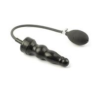 Rubberfashion Plug anale in lattice gonfiabile, mini plug anale rippato gonfiabile con pompa per donne e uomini 14,8 x 4,1 cm nero senza nucleo solido