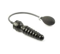 Rubberfashion Plug anale in lattice gonfiabile, mini plug anale rippato gonfiabile con pompa per donne e uomini 15 x 4 cm nero senza nucleo solido