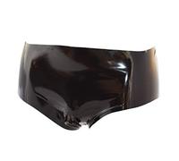 Rubberfashion Slip in Lattice con Anello per Il Pene - Slip in Lattice per Uomini e Uomini - Sexy Pantaloni in Gomma Extra Spessi Aperti con Anello per Il Pene Nero 0,8 mm XL