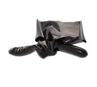 Rubberfashion Slip in lattice con guaina per il pene - pantaloni in gomma corti e sexy e preservativo anale - pantaloni in lattice per uomini nero 0,4 mm M
