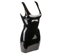 Rubberfashion Vestito in Lattice Corto - Senza Maniche con Spalline - Scollatura Profonda Sexy Abiti da Donna per Signore Nero 0,4 mm M