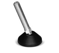 RUBBERGIANT Piedini regolabili M12 x 75 mm - 450 kg, resistenti piedini di livellamento per tavolo, macchina, trasportatore, mobili, piedini inclinabili e regolabili (4, M12 x 75 mm, base 50 mm)