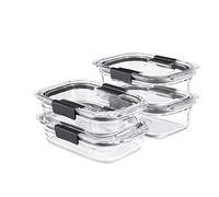 Rubbermaid 2118313 Brilliance - Set di 4 contenitori per alimenti con coperchio, 8 pezzi, colore: Trasparente
