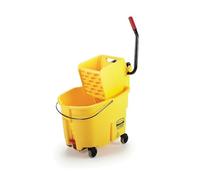 Rubbermaid Commercial 35Qt WaveBrake 2.0 Side-Press Mopping Bucket and Wringer with Foot Pedal Drain, Yellow, for Professional/Industrial/Business Heavy-Duty Floor Cleaning/Mopping