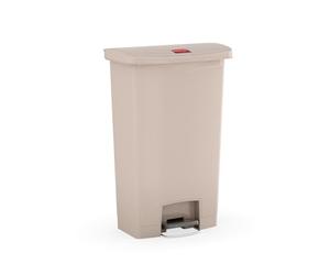 Rubbermaid Commercial Products 1883460 StepOn Pattumiera in Plastica, Front Step, Apertura a Pedale, 68 L, Beige