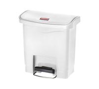 Rubbermaid Commercial Products 1883554 Step-On Pattumiera in Plastica, Front Step, Apertura a Pedale, 15 L, Bianco