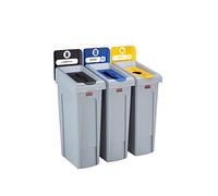Rubbermaid Commercial Products PoStazione per la Raccolta Differenziata, 3 Stream, Nero/Blu/Giallo, 1