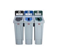 Rubbermaid Commercial Products, Slim Jim - Postazione per la raccolta differenziata, 3 Stream, nero/blu/verde., 1