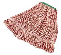 Rubbermaid Commercial Products Super Stitch Mop Head Replacement, 1-Inch Headband, Medium, Red, Heavy Duty Industrial Wet Mop For Floor Cleaning Office/School/Stadium/Lobby/Restaurant