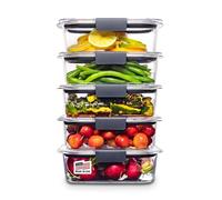 Rubbermaid - Contenitori per alimenti Brilliance con coperchio per pranzo, preparazione dei pasti e avanzi, lavabili in lavastoviglie, 3,2 tazze, trasparente/grigio