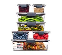 Rubbermaid - Contenitori per alimenti Brilliance con coperchio per pranzo, preparazione dei pasti e avanzi, 14 pezzi, lavabili in lavastoviglie, trasparente/grigio