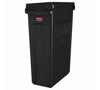 Rubbermaid FG354060BLA Contenitore di Rifiuti con Condotti di Ventilazione, Plastica, 87 L, Nero