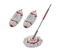 Rubbermaid - Mocio in microfibra Twist Mop e 2 kit di ricarica, rosso, strizzatore integrato, testa lavabile in lavatrice e riutilizzabile, leggero, pulire luoghi difficili da raggiungere, per