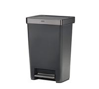 Rubbermaid Premier Series III Pattumiera Step-On per casa e cucina, con bordo in acciaio inox, 30 litri, antracite, per casa, cucina, garage, appartamento, ufficio
