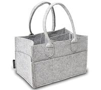 Rubberneck Cestino per pannolini in feltro - Organizzatore portatile per bambini, 26 x 17 x 17 cm, Grigio chiaro