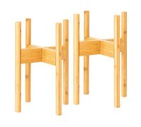Rubberneck Set di 2 Supporti in bambù per Piante - Portavasi Regolabili - per Esterni e Interni - Beige