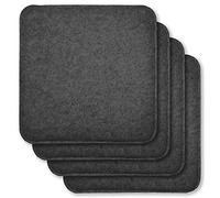Rubberneck Set di 4 cuscini per seida in feltro antiscivolo, Quadrati, extra spessi, grigio scuro