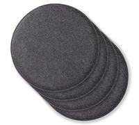 Rubberneck Set di 4 cuscini per seida in feltro antiscivolo, rotondi, extra spessi, grigio scuro