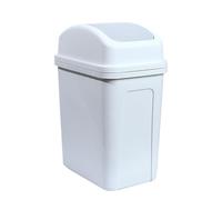 Rubbish Bin with Lid Plastic Flip Top Bedroom Waste Bin for Bathroom,Bedroom,Kitchen,Living Room(Gray-White,S)