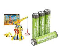 Rubble & Crew Torre Gru, con Sabbia Kinetic, 3+ Anni, & Batterie AAA Ricaricabili Amazon Basics 4 pz, 850mAh
