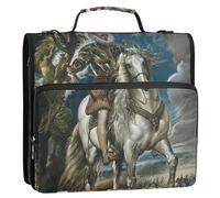 Rubens Equestrian Duke Lerma - Raccoglitore a 3 anelli da 3,8 cm, con cerniera, con tracolla, per la scuola, con tasche multiple