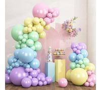 RUBFAC 135 palloncini pastello macaron arcobaleno in lattice, diverse dimensioni 45 cm, 30 cm, 25 cm, per ghirlanda, arco, baby shower, festa di compleanno, rivelazione di genere, decorazione