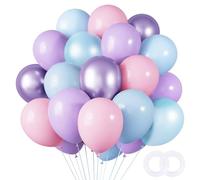 RUBFAC 65 palloncini metallizzati da 30,5 cm, colore rosa pastello, viola, blu, per feste di compleanno, baby shower, decorazioni per feste