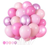 RUBFAC Set di 65 palloncini rosa metallizzati da 30,5 cm, cromati metallizzati, perla, rosa pastello, diverse tonalità, per ragazze, donne, decorazioni di compleanno, matrimoni, baby shower, feste