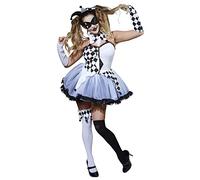 Costume Da Festa Per Donne Jesterella Arlecchino Circo Clown Di Halloween