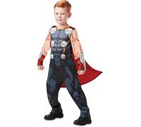 RUBIE'S Avengers Official - Costume classico Thor per bambini, taglia M, 5-6 anni, 105-116 cm, tuta blu e mantello rosso, per Halloween, carnevale, idea regalo di Natale