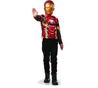 Rubies AVENGERS Ufficiale - Costume da bambino con top classico Iron Man stampato + maschera in plastica, taglia unica 5-8 anni, supereroe Marvel