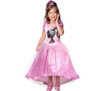 RUBIE'S Barbie - Costume da Barbie con paillettes da principessa, per bambini, taglia 3-4 anni, abito con bustino e diadema rosa, per Halloween, carnevale, Natale