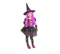 Rubie's Bruja Moonlight Pink per bambina, vestito, cappello e calze, originale, halloween, carnevale e compleanno, Multicolore, L, S8671