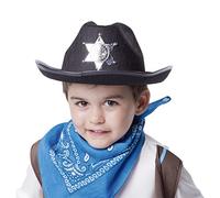 Rubies Cappello sceriffo nero per ragazzo e ragazza, cappello da cowbow o cowgirl con placca sceriffo sul davanti, originale, ideale per Halloween, Natale, carnevale e compleanno.