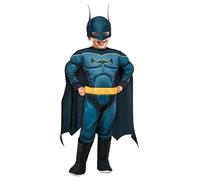 Rubies Costume Batman DCP prescolare per bambini a 2-3 anni, tuta con petto muscoloso, cintura stampata e copristivali. Ufficiale Warner per Carnevale, Natale, Halloween, Feste e Compleanni.