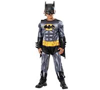 Rubies Costume Batman Metallic Core Deluxe per bambini, tuta stampata con petto muscoloso, mantello e maschera, ufficiale DC Comics per Carnevale, Halloween, Natale e compleanno