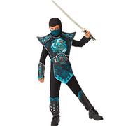 Rubies Costume Blue Dragon Ninja per ragazzi, Tuta con cappuccio, Oficiale Rubies per Carniveale, Halloween, Natale e cumpleanni