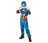 Rubies Costume Capitan America per Ragazzi, Tuta Stampata e Maschera, Marvel Ufficiale, Costume Sostenibile Green Collection, per Halloween, Natale, Carnevale e Compleanni