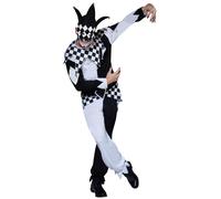 Rubies Costume Carnevale Uomo Arlecchino Jester Nero Bianco + Maschera