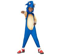 Rubies Costume classico Sonic The Hedgehog per bambini e bambine, tuta con copristivali e accessorio per la testa, licenza ufficiale Sega Sonic per Natale, carnevale, Halloween, compleanno