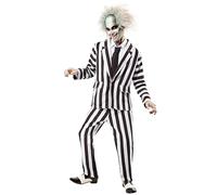Rubie's - Costume da Beetlejuice Deluxe da uomo, Nero/Bianco, X-Large