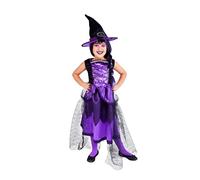 Rubies Costume da Bruja Chic Purpura per bambina, vestito lussuoso di colore viola con cappello, originale halloween, carnevale e compleanno