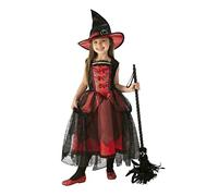 Rubies Costume da Bruja Chic Rossa per bambina, vestito lussuoso in colore rosso con cappello, originale halloween, carnevale e compleanno