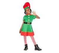 Rubies Costume da Elfo di Natale per bambina, vestito, cintura, calze e cappello, elfo, elfo per Natale, funzioni scolastiche, feste, Babbo Natale
