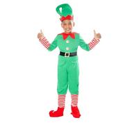 Rubies Costume da elfo di Natale per bambino, maglione con pantaloni, cintura, copristivali e cappello per Natale, elfo, funzioni scolastiche, Babbo Natale