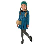 Rubie's Costume da evacuato della Prima Guerra Mondiale degli Anni '40, con Maschera Antigas e Scatola, 3-10 Anni (9-10 Anni, Ragazze)