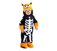 Rubies Costume da Monster Scheletro per bambini, taglia bebè da 1 a 2 anni, Pelele con velcro e colla, cappello con occhi saltoni e corno, originale halloween, Natale, Carnevale e compleanno.