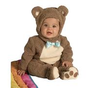 Rubies Costume da orso per bambino e bambina, taglia neonata 1-2 anni, tuta marrone con cappellino, originale Rubies, per Halloween, Natale, carnevale, compleanno