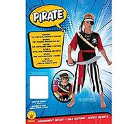 RUBIE'S Costume da Pirata da 7 a 8 Anni, con Top e Pantaloni, Fascia e Cintura Rossa, Multicolore, per Carnevale, Natale, Compleanno, Feste e Halloween.