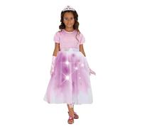 RUBIE'S Costume da principessa rosa con guanti satinati e tiara argentata, taglia 3-4 anni, incarna la principessa dei tuoi sogni